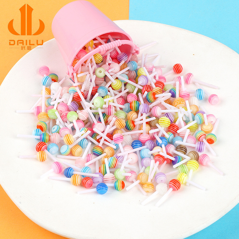 Mini Nail lollipop simulation color candy nail sticker miniature food and play Lollipop mobile phone shell accessories wholesale