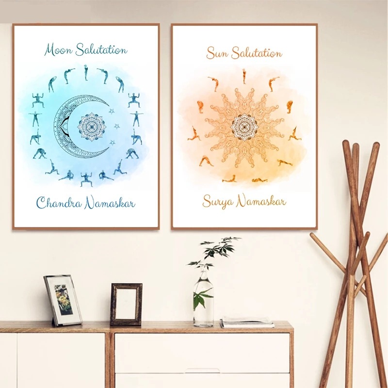Cross-border hot selling yoga studio wall art decorative canvas painting living room bedroom mural decorative painting core