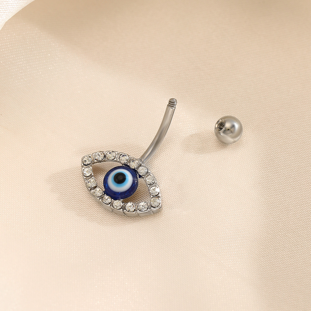 Ojo del diablo de acero inoxidable ombligo uñas estilo étnico europeo y americano popular diamante incrustado punción joyería femenina fábrica en stock al por mayor