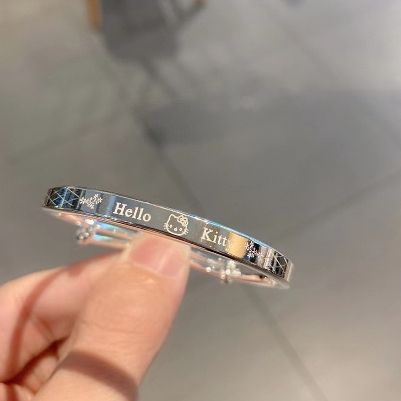 999足銀kt貓手鐲HelloKT可愛公主中童學生銀鐲子小孩童鐲