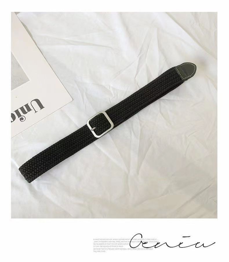 2025 New Woven Belt Men's Trouser Belt Women's Jeans Belt Military Training Trendy Youth Canvas Men's Black