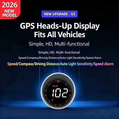 Cross-border car HUD head-up display, universal for cars, with Beidou GPS, over-speed alarm, high-definition smart display G5 (Vehicle HUD) - g5-universal-gps-speedometer-for-cars-compatible-with-all-car-models