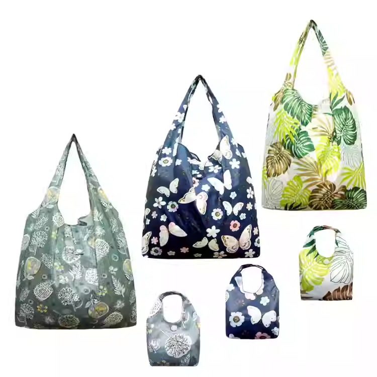 rpet涤纶印花布环保超市购物袋可折叠手提壁挂旅行收纳妈咪买菜袋