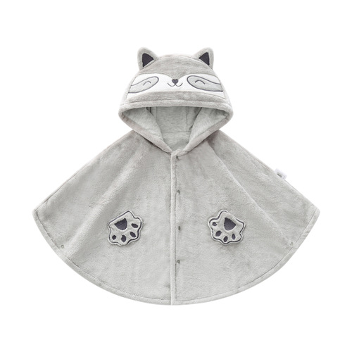 Children's Clothing 24 Fall/Winter New Cape Baby Cute Beige Cat Plush Warm Hooded Coat Outwear for Infants and Toddlers