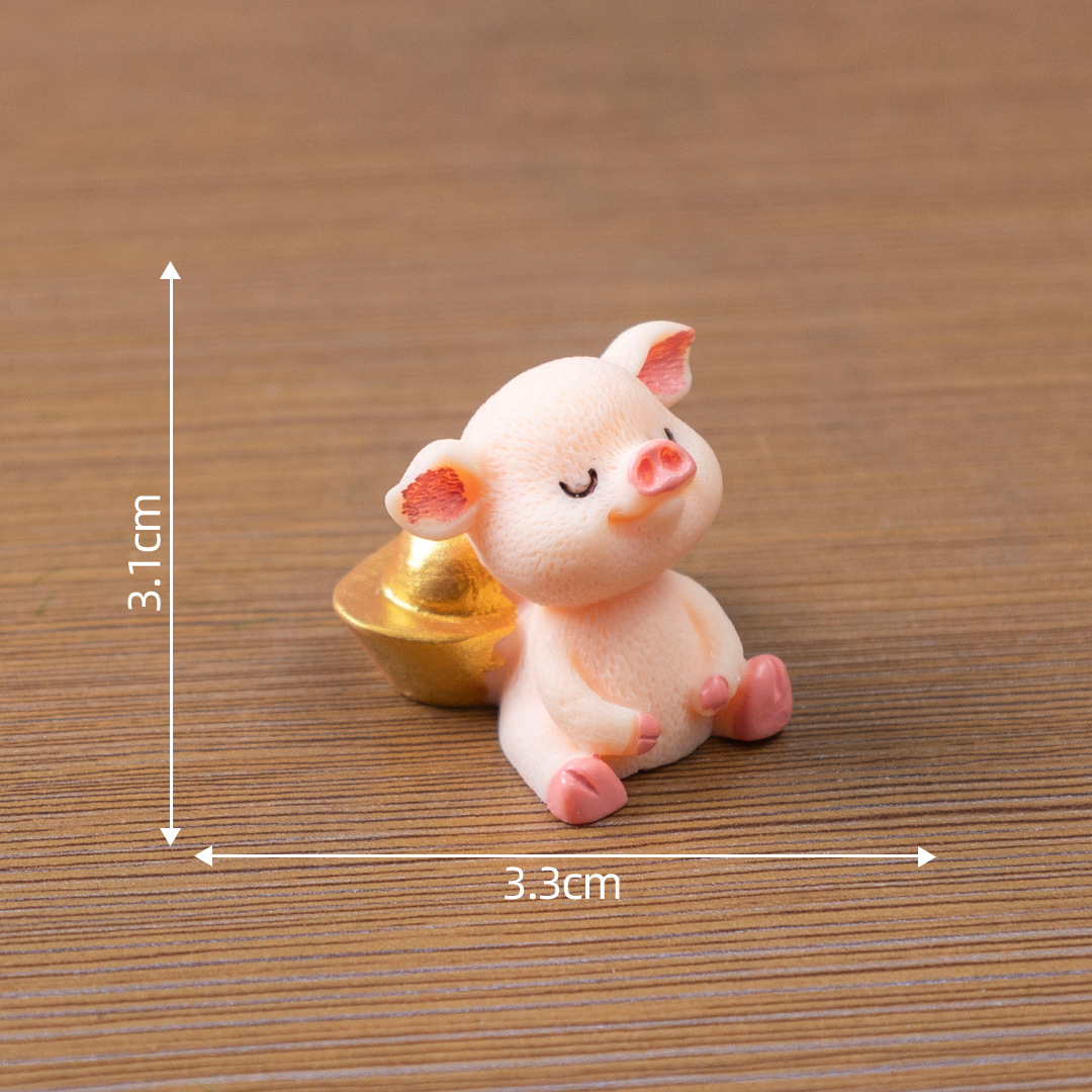 金持ち豚DIY多肉微景観ケーキ自動車小置物豚年漫画ペンダント子豚樹脂工芸品