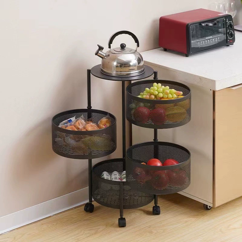 Rotating multi-layer storage basket, installation-free removable boxed design — 3–5 tiers, round or square