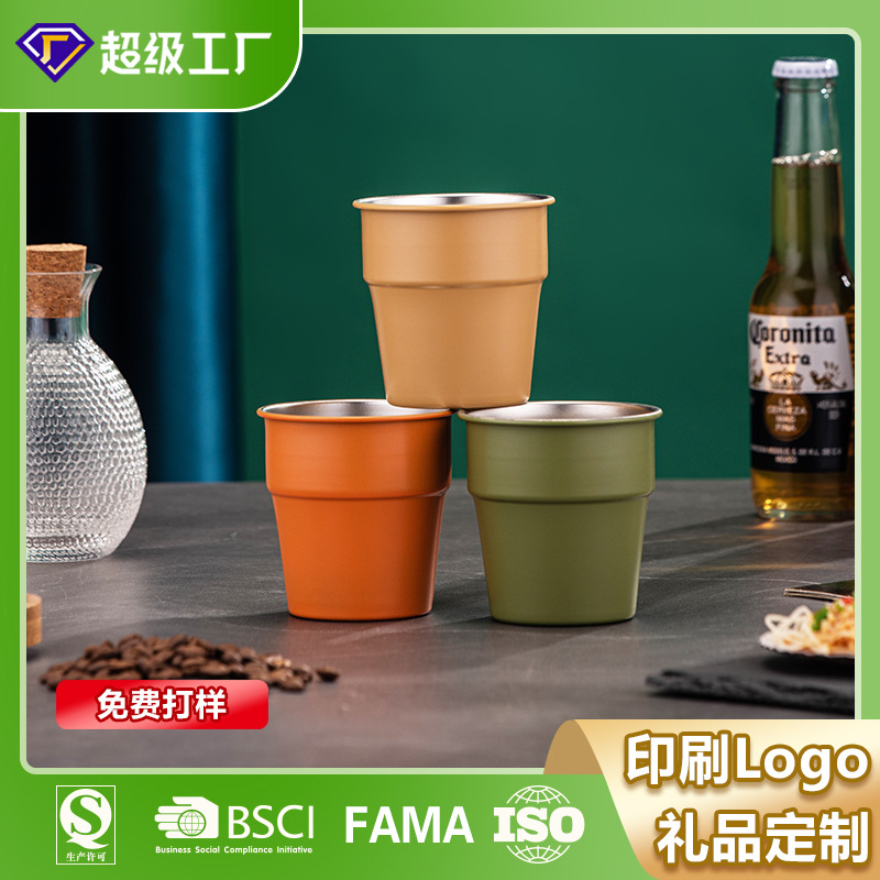 304 stainless steel beer cup, outdoor camping cup, single-layer step water cup, milk tea coffee cup, portable handy cup