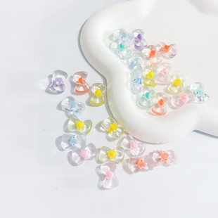 Acrylic Transparent Frosted Inner Color Bow Beads DIY Handmade Bracelet Necklace Mobile Phone Chain Beaded Accessories