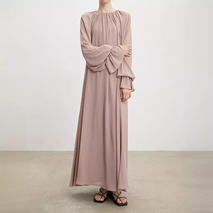 Middle Eastern Muslim Women Chiffon Pleated dress abaya Robe Women MSL62