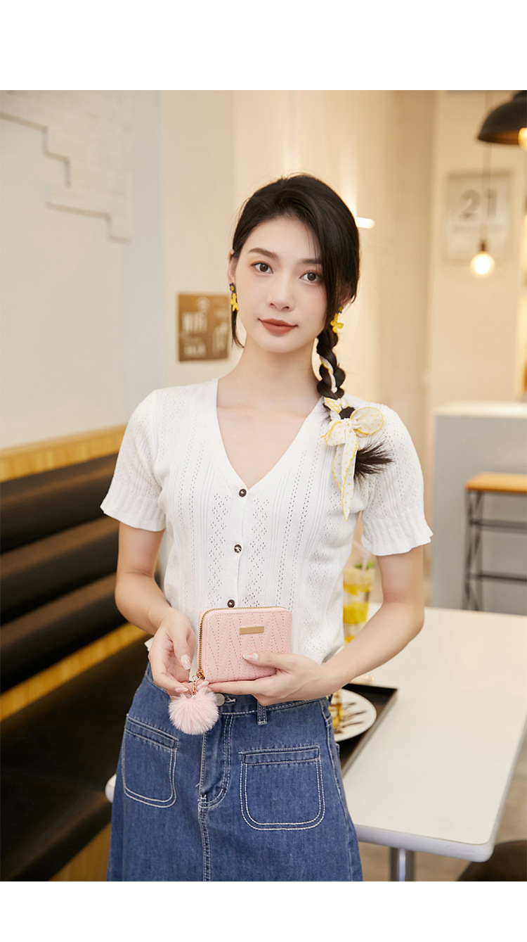 Pu Leather Material Solid Color Pattern Women's Solid Color Pu Leather Zipper Wallets