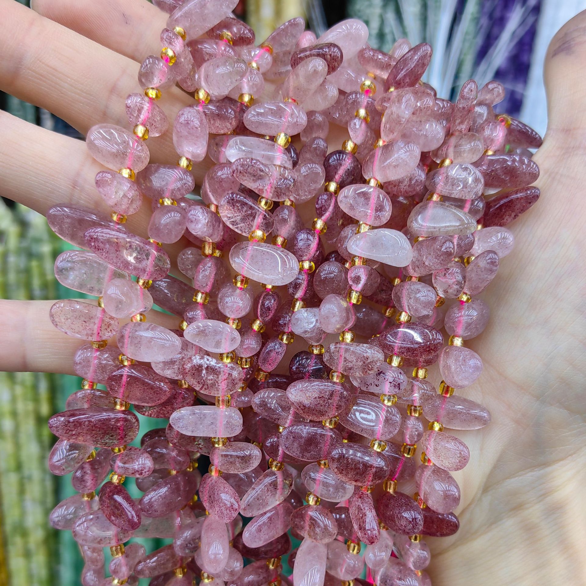 Piedra natural cristal piedra triturada amorfa agujeros laterales heterogéneos semiacabados joyería DIY perlas al por mayor