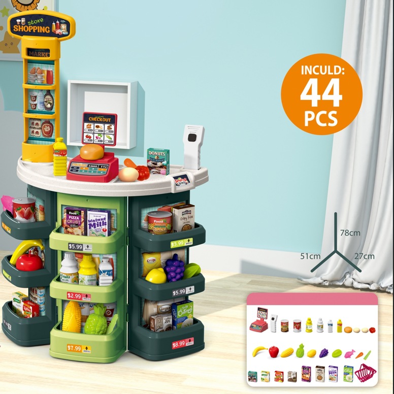 Cocina infantil utensilios de cocina juguetes de cocina mesa de trabajo mesa de comida rápida supermercado quiosco de venta carrito de compras caja registradora