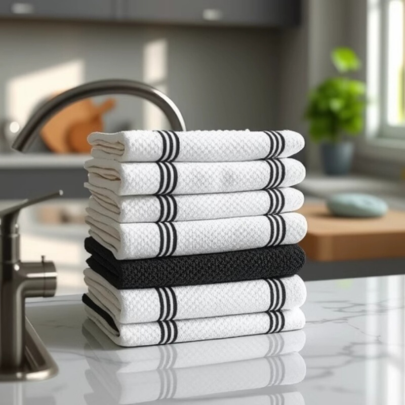 Amazon household towel cotton hand towel kitchen absorbent dishwashing cloth scouring pad in stock cleaning cloth