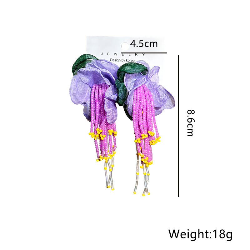 Cute Flower Cloth Seed Bead Handmade Women's Drop Earrings display picture 1