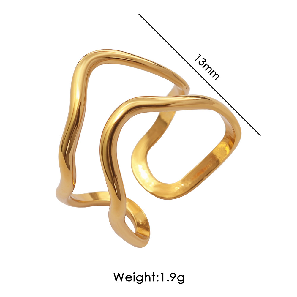 Anello a onde geometrico a tre strati anello aperto impilabile_voghion.com