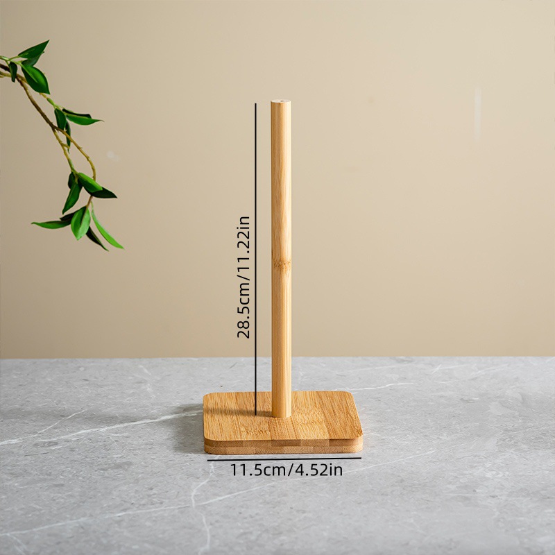 Encimera de bambú de envío transfronterizo, soporte para toallas de papel, soporte para toallas de papel de cocina de estilo japonés, soporte de almacenamiento de película transparente vertical de bambú natural