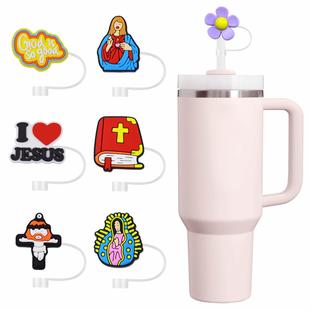 Jesus Straw Cap Shein Cartoon Cute Doll Recyclable Suitable for 7-8mm Silicone Straw Cap