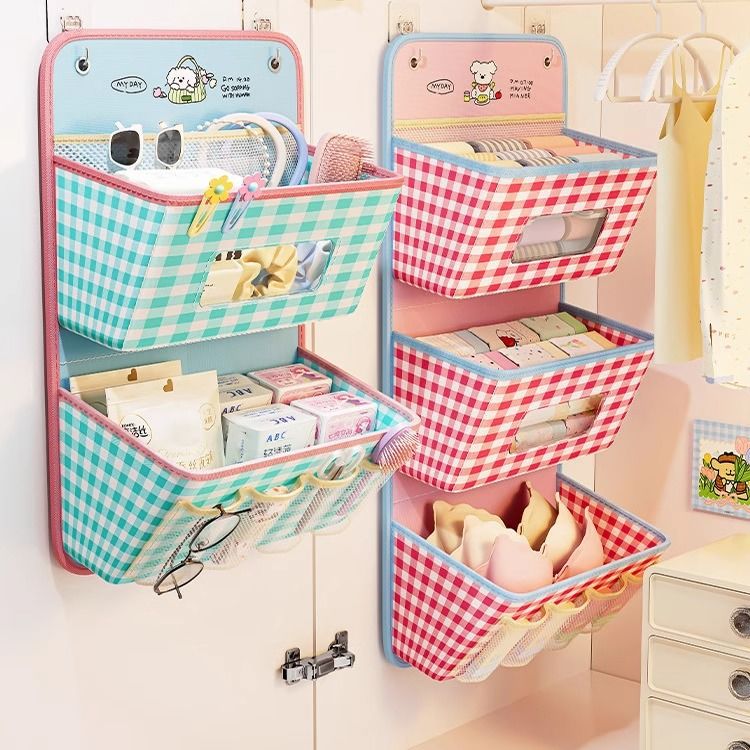 宿舍墙上挂袋床头收纳袋壁挂式内衣整理神器学生床边袜子置物架子