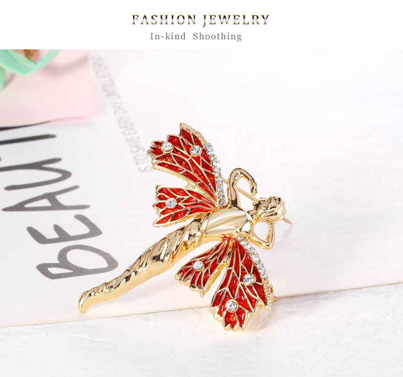 Court Retro Artistic Angel Butterfly Brooch Gold Creative Enamel DiamondStudded Pin Clothing Accessories in Stock Wholesalepicture5