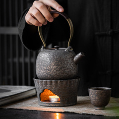 圍爐煮茶 圍爐日式戶外鎏金提梁壺酒精炭爐溫茶底座套裝壺燒 茶具