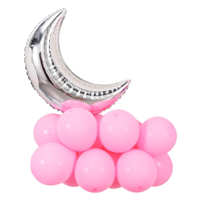 28 pulgadas forma de globo de luna película de aluminio Globo Fiesta de cumpleaños diseño decoración atmósfera forma de globo versión delgada Luna