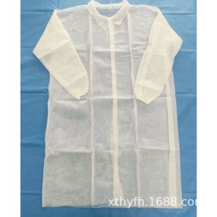 Factory Customized Disposable Non-Woven Velcro Lab Coat Velco Single Collar Overalls Visitor Coat White Coat