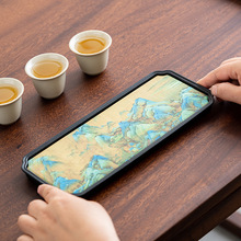 中式复古吸水干泡盘家用茶盘办公室小型长方形沥水托盘壶承茶托盘