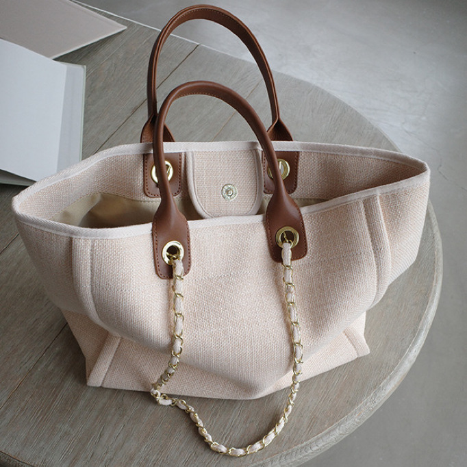 2024. gada jauna, maza, smaržīga, svītraina audekla pludmales vienkāršā, lielas ietilpības iepirkumu soma sievietēm_voghion.com