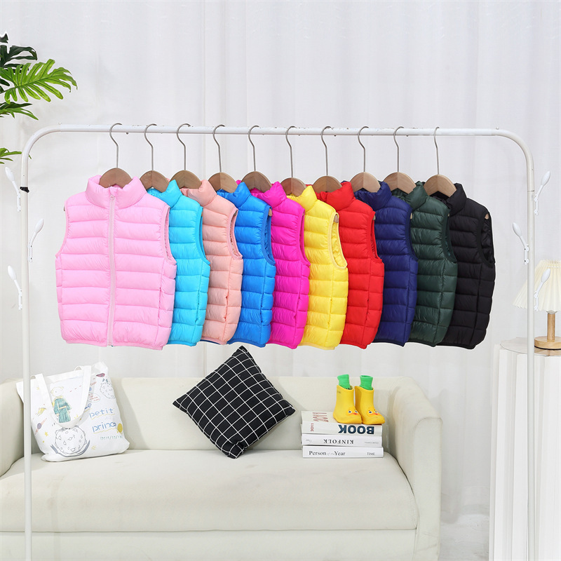 Children's Down Cotton Vest Boys' and Girls' Baby Middle-aged Children's Autumn and Winter Ware Winter Wear Light and Thin Vest