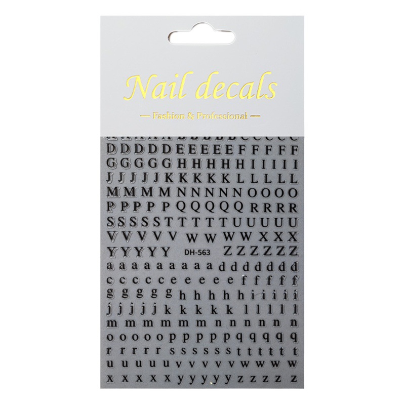Nail Art Sticker 2D DH Laser English Letter Gradient Nail Sticker Gold and Silver Digital Nail Sticker Decoration