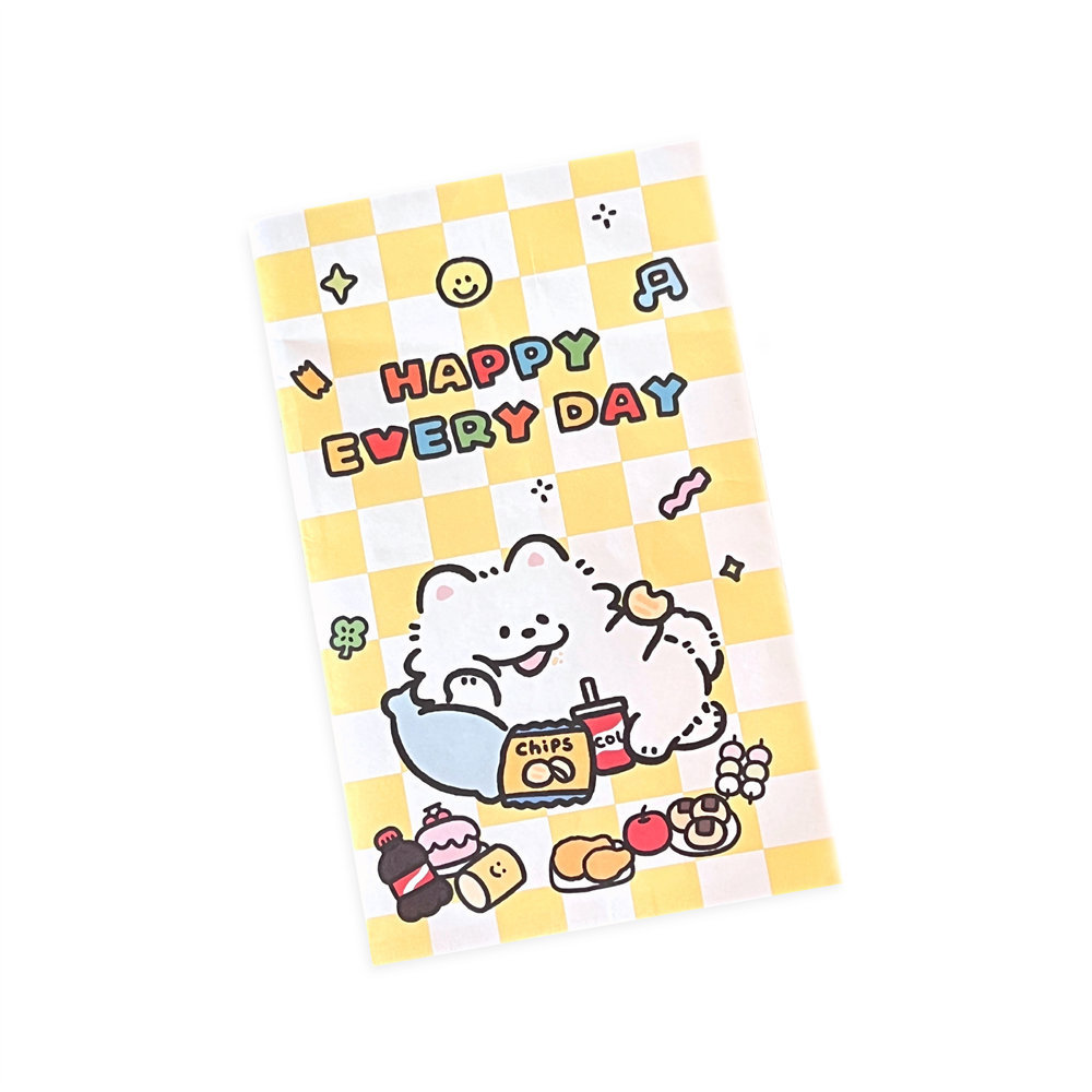 Conjunto autorizado lindo de alto aspecto cachorro recubierto bolsa de papel estudiante bolsa de embalaje hornear bolsa de almacenamiento de objetos pequeños