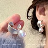 Brand retro accessory from pearl, universal classic earrings, silver 925 sample, Japanese and Korean, wholesale