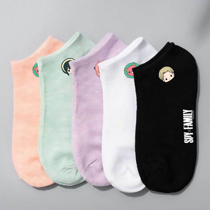 Spy Play House Spy Family Short Multi-Color Boat Socks Spring Breathable Men's and Women's Short Cotton Socks Cartoon Cute Socks