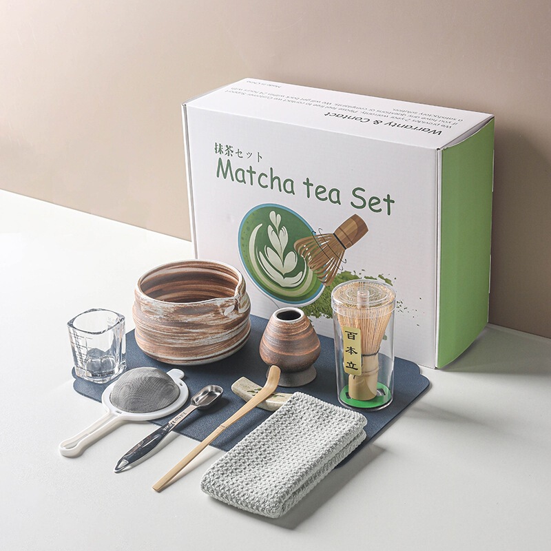 Cross-Border Japanese-Style Toilet Bowl-Style Rustic Pottery Matcha Tea Set, Matcha Bowl with Spout, 10-Piece Set of Matcha Whisk, New Product Cross-Border Japanese-Style Toilet Bowl-Style Rustic Pottery Matcha Tea Set, Matcha Bowl with Spout, 10-Piece Set of Matcha Whisk, New Product