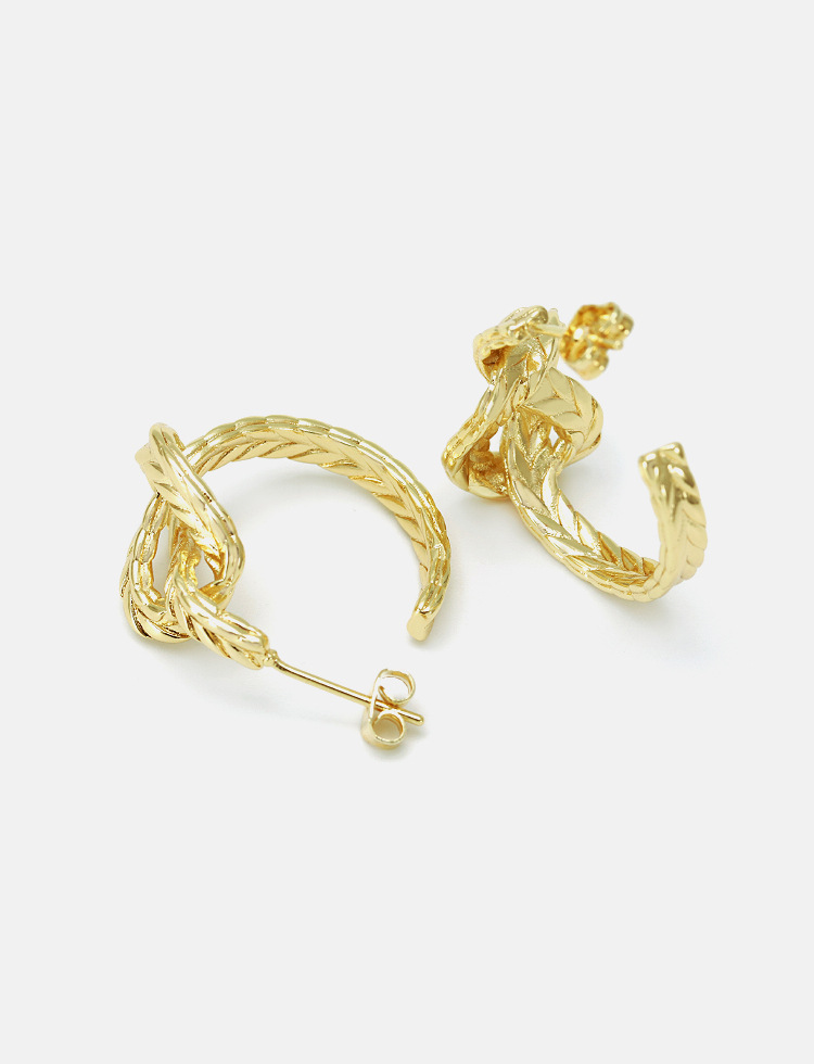 Fashion Irregular Twist Wheat Copper Gold-plated Earrings Wholesale display picture 3