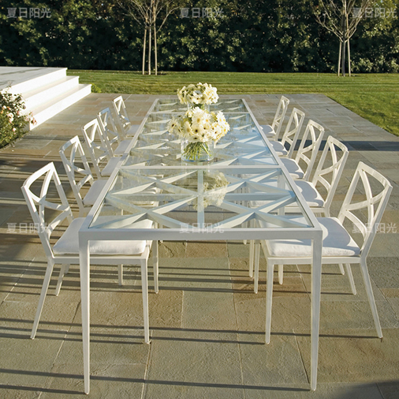 Mesa y silla de ocio al aire libre Villa patio sala de sol impermeable simple jardín al aire libre combinación de muebles de aleación de aluminio