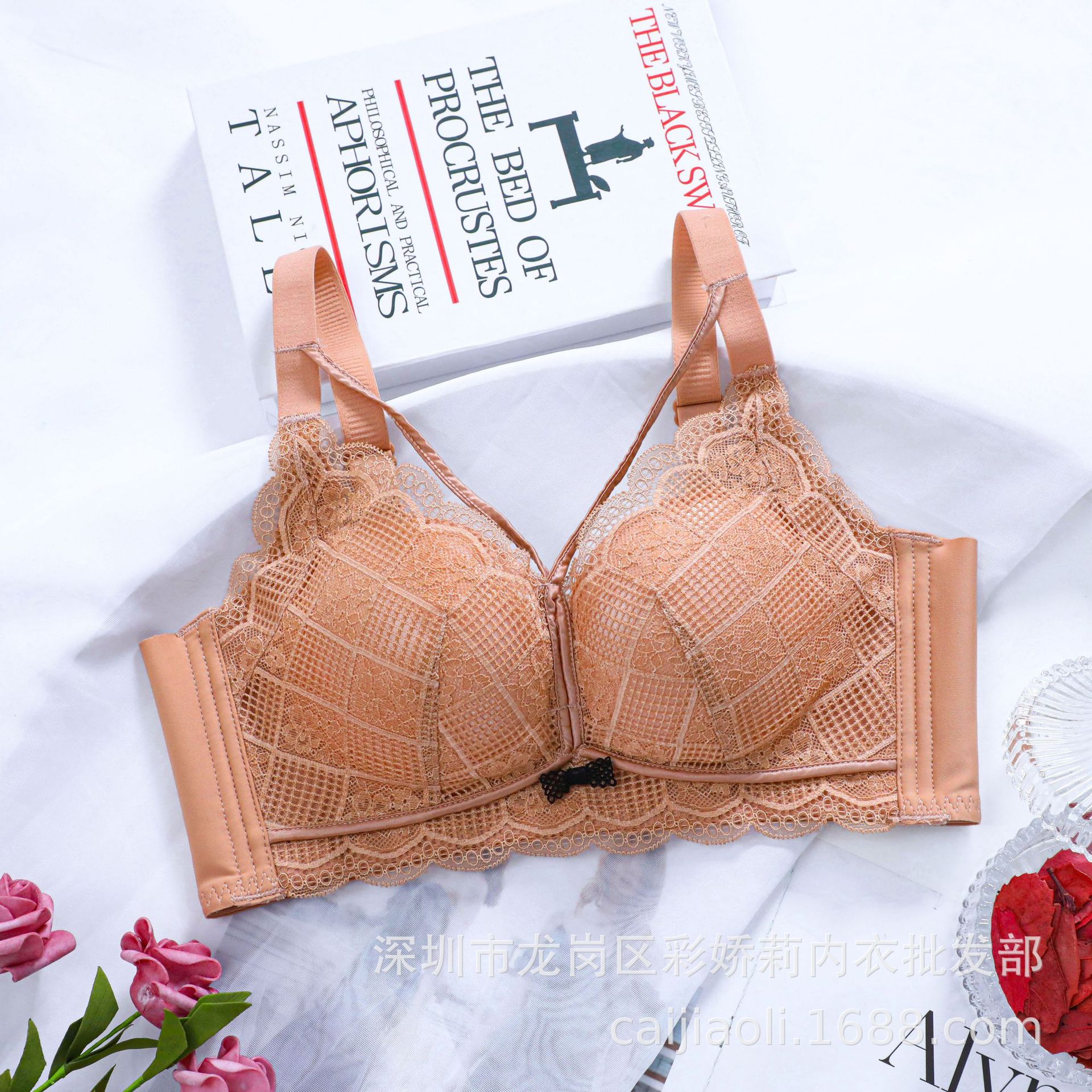 厂家文胸无钢圈蕾丝聚拢调整型胸罩美胸内衣女性感针织胸罩批发|ms