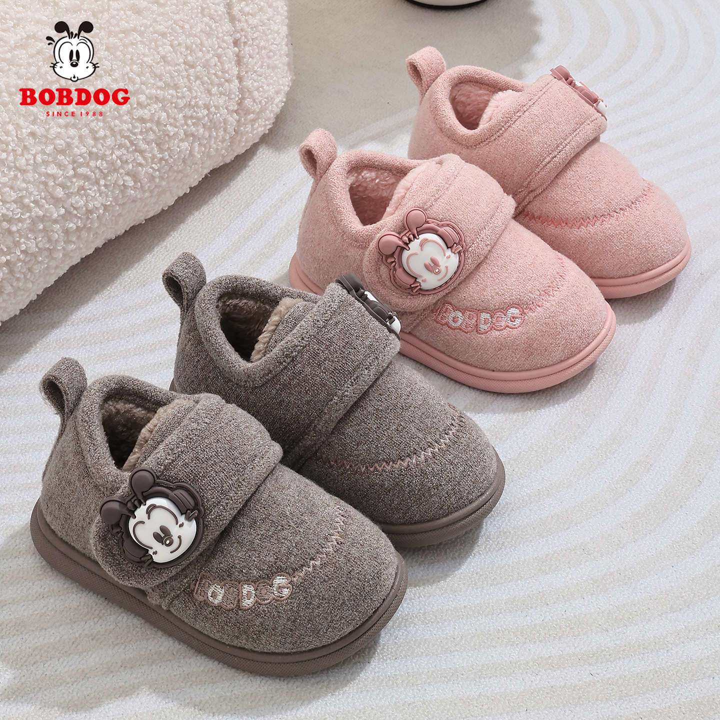 Babudou Kidsren's Shoes 2025 New Winter Kidsren's Snow Boots Indoor Home Thick-Soled Non-Slip Simple Cotton Shoes