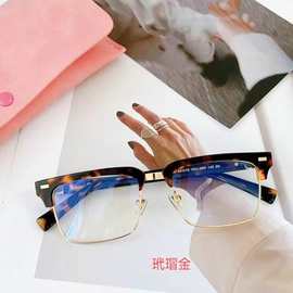 新款韩版半胶眉框正方形10Z商务精姿优雅百搭男女同款墨镜可近视