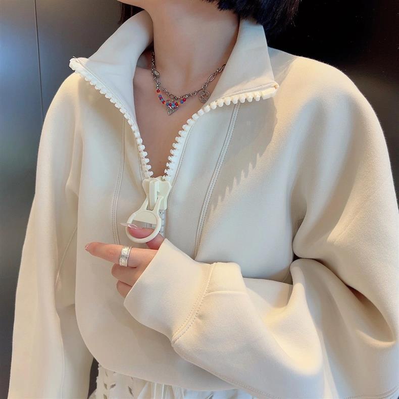欧货黑色小个子卫衣女春秋季新款感短款今年流行外套|undefined
