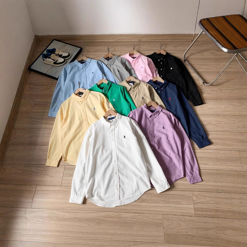 Ceiling Sweep Code Ralph American Style Pony Mark Oxford Cloth Pure Cotton Shirt Men and Women Old Money Wind Commuter Washed RL