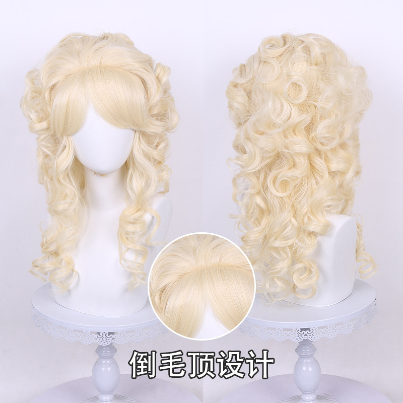 Dolly Parton-style golden curly wig for Halloween cosplay, 50s, 60s, 70s