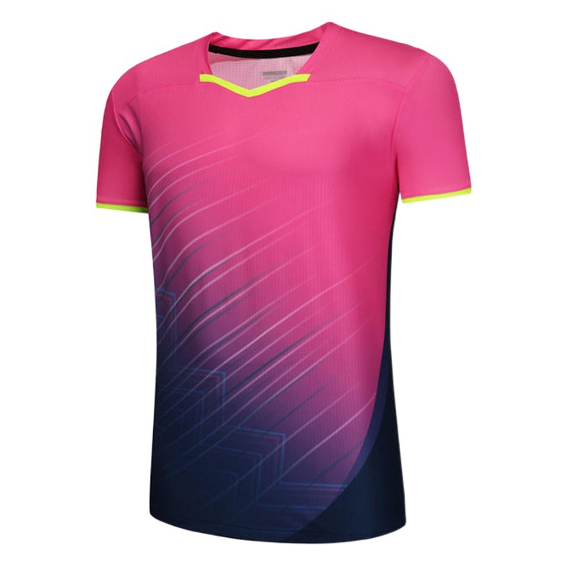Nuevo traje de bádminton fresco de manga corta succión de sudor rápido secado hombre y mujer de cuello redondo de verano traje de bádminton deportivo
