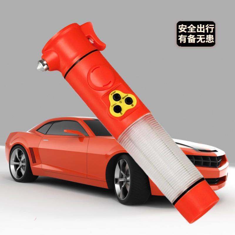 Car Safety Hammer Window Breaker, Multi-Function Sound and Light Alarm Firework Flashlight, Six-in-One Car Escape Hammer
