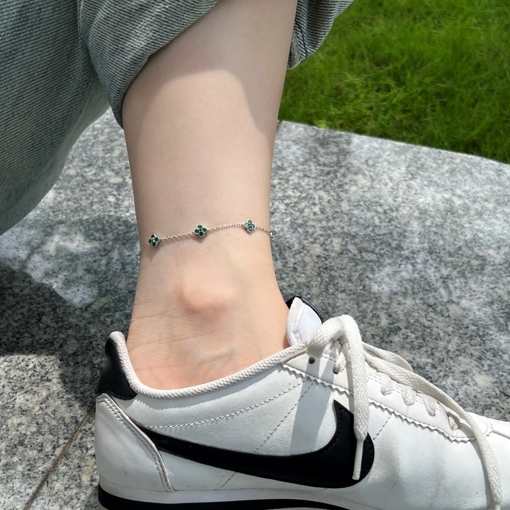 6g Weight Zircon Inlay Material Anklet Classification 1 Piece Quantity Holiday, Wedding, Daily Occasion 925 Sterling Silver Material Flower Pattern Women's Gender Inlay Design Elegant, Simple Style Style Wholesale Jewelry Elegant Simple Style Flower 925 Sterling Silver Zircon Inlay Anklet 7