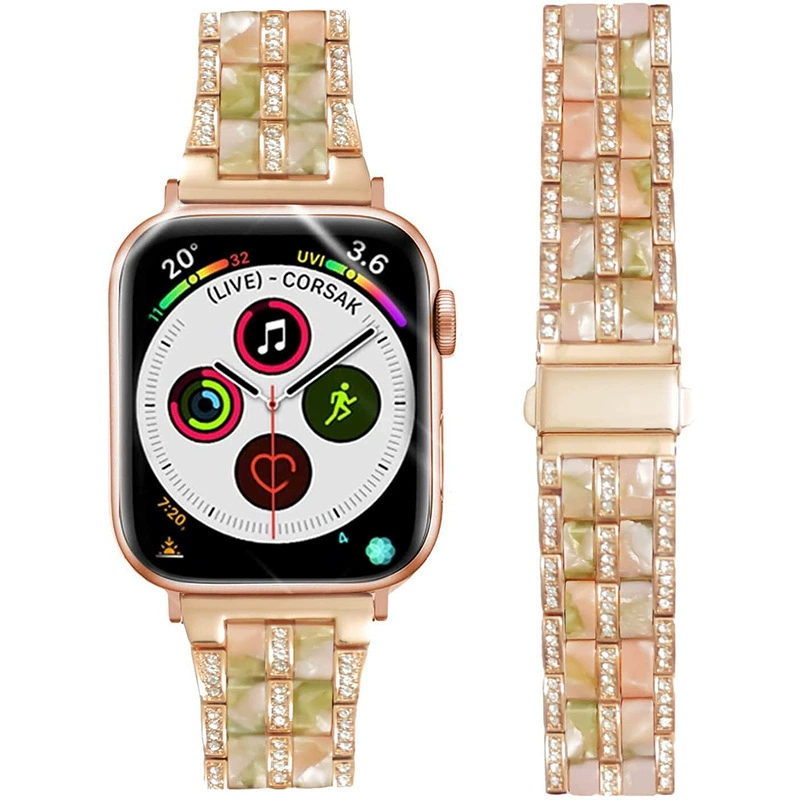 Подходит к Apple S8 с Applewatch S7 Five - жемчужная смола металл бриллиант ремешок IWATCH SE