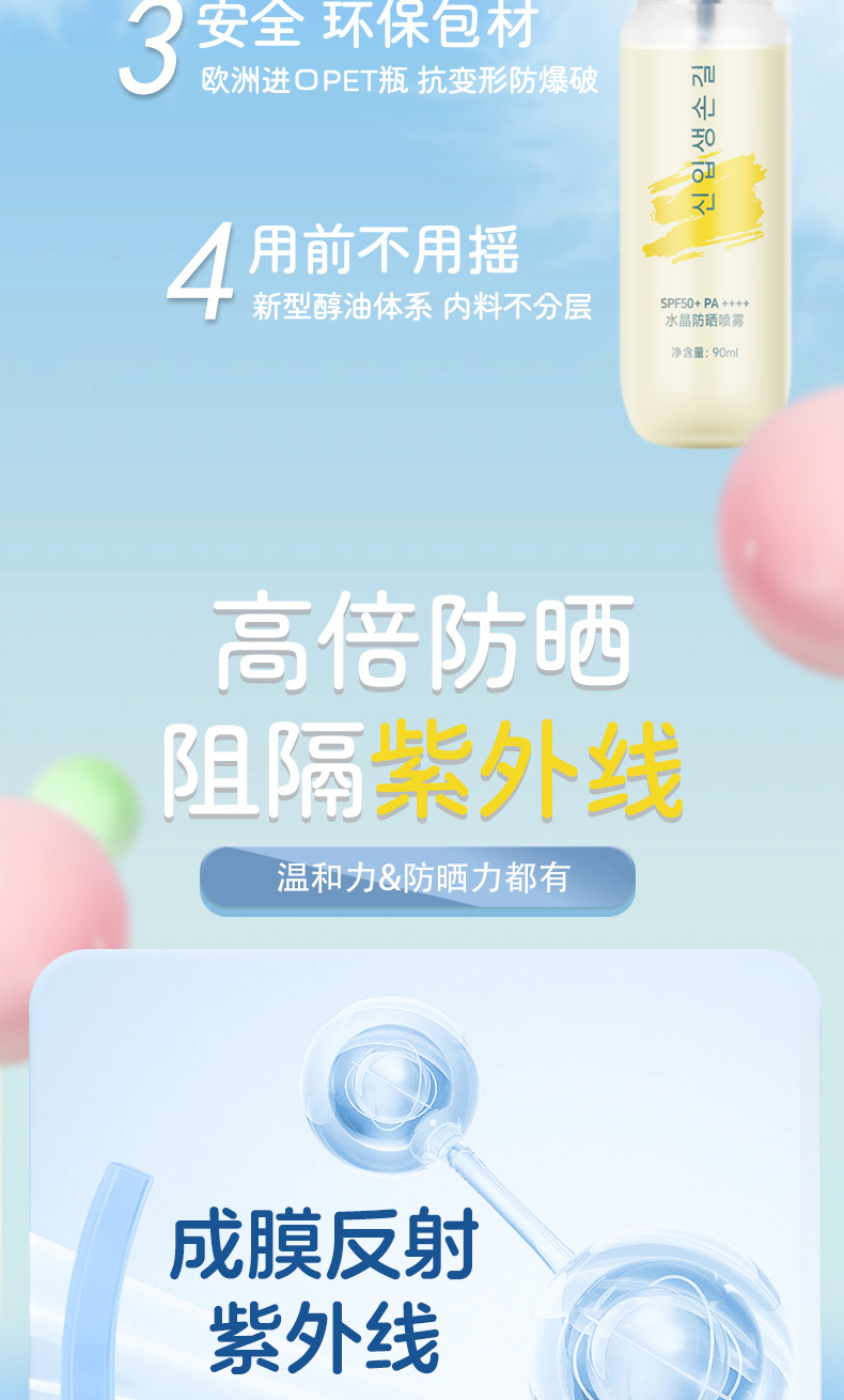 Sunscreen spray water for high-speed trains and planes, summer outdoor sunscreen water, military training UV protection, no greasy face undefined
