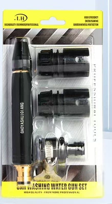 High pressure car wash water gun water gun set with full set - metallic-black-diamond-bubble-shell-model-black-connector