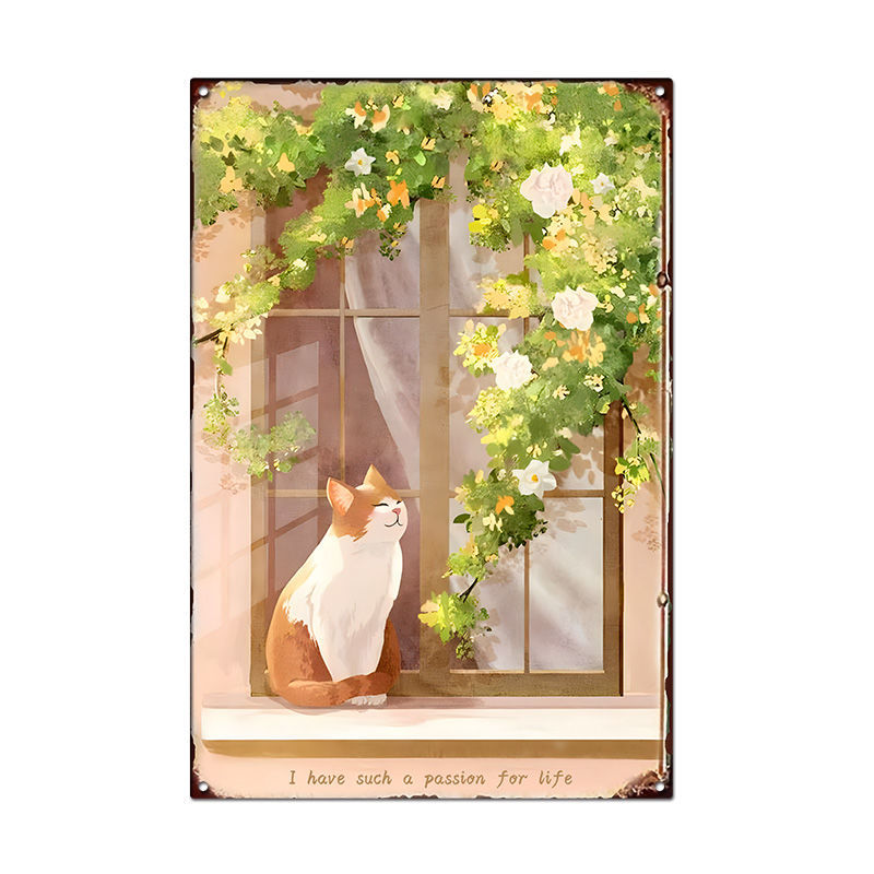 Pintura de hojalata pastoral Flor antigua retro Arte de hierro Pintura colgante pequeña Jardín al aire libre Balcón Decoración de pared Colgante transfronterizo