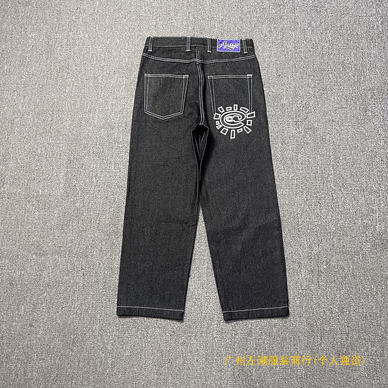 跨境外贸alwaydowhatyoushoulddo紫色皮标牛仔裤ADWYSD宽松休闲裤
